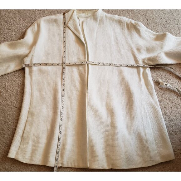 Eileen Fisher White Linen/Cotton Blend Open Front A-Line Jacket Size L* GUC - Picture 7 of 11